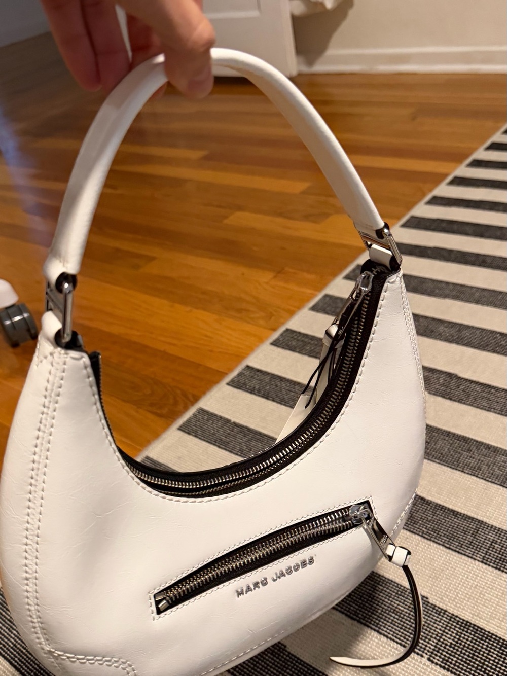 Marc Jacobs Small Crinkle Cruiser Crescent Bag in Cotton/White